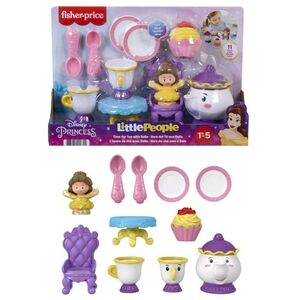 RARE Little People Disney Princess Time For Tea With Belle Beauty Beast Figures